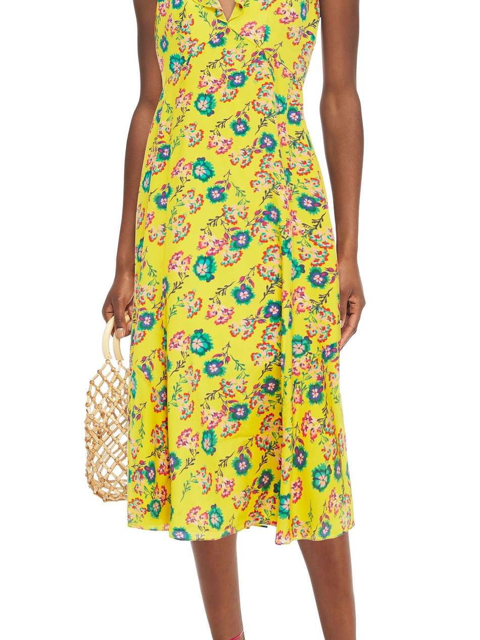 holly ruffle-trimmed floral-print silk crepe de chine midi dress
