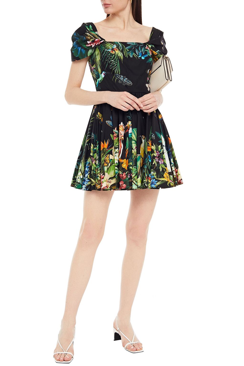 DOLCE&GABBANA Gathered printed cotton-poplin mini dress