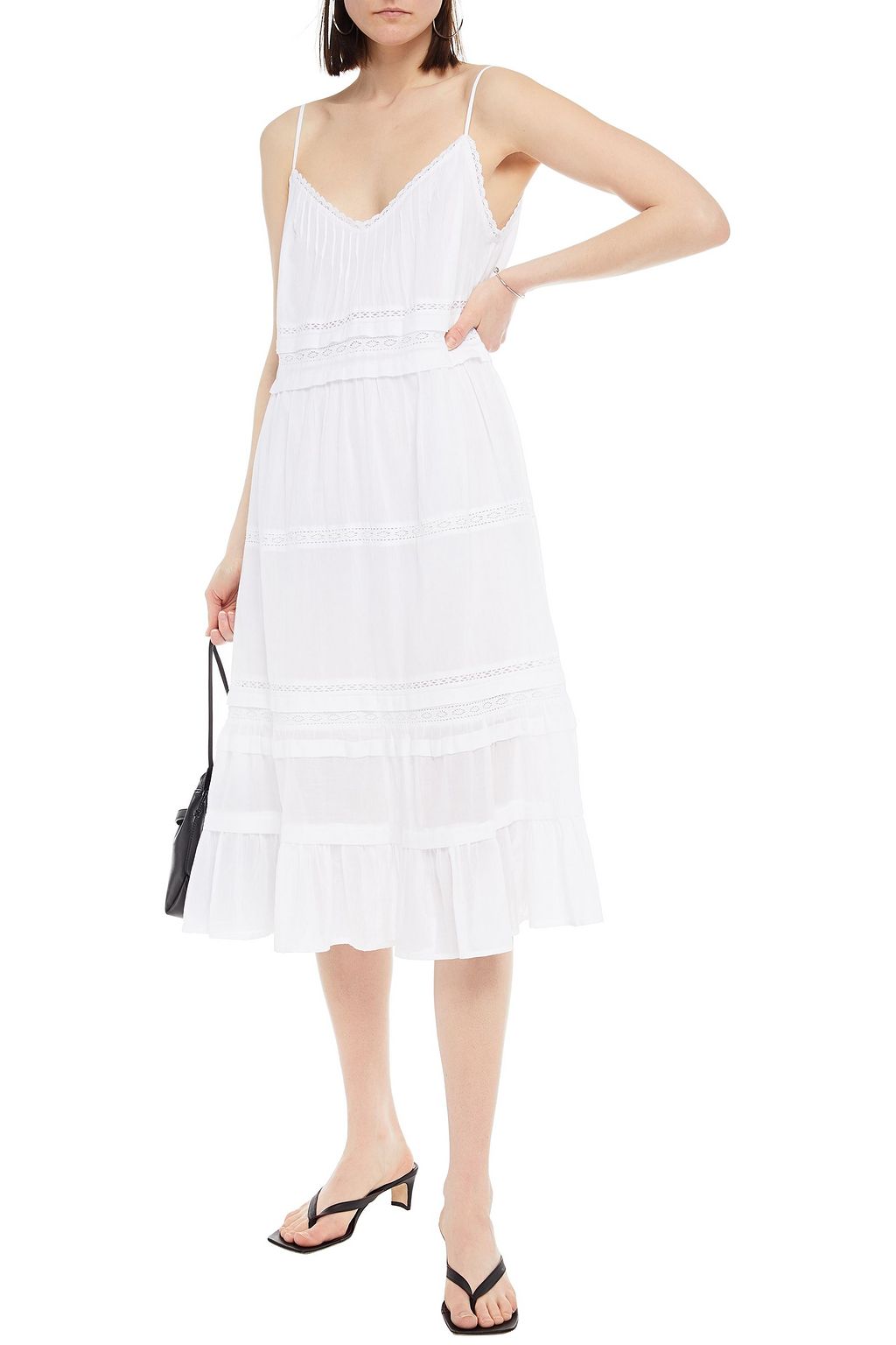 VELVET BY GRAHAM & SPENCER Zuly pintucked cotton-voile midi dress