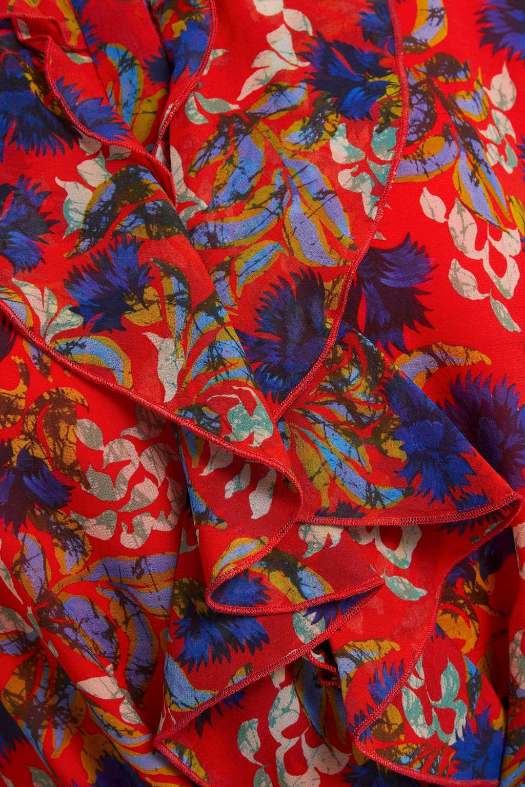 SALONI Tilly ruffled printed silk-chiffon mini dress