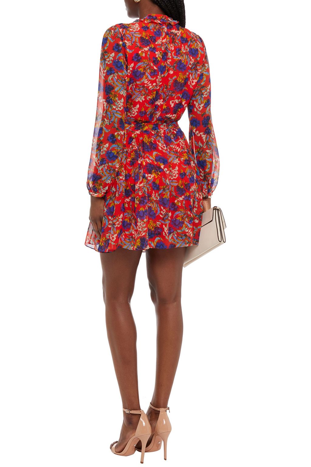 SALONI Tilly ruffled printed silk-chiffon mini dress