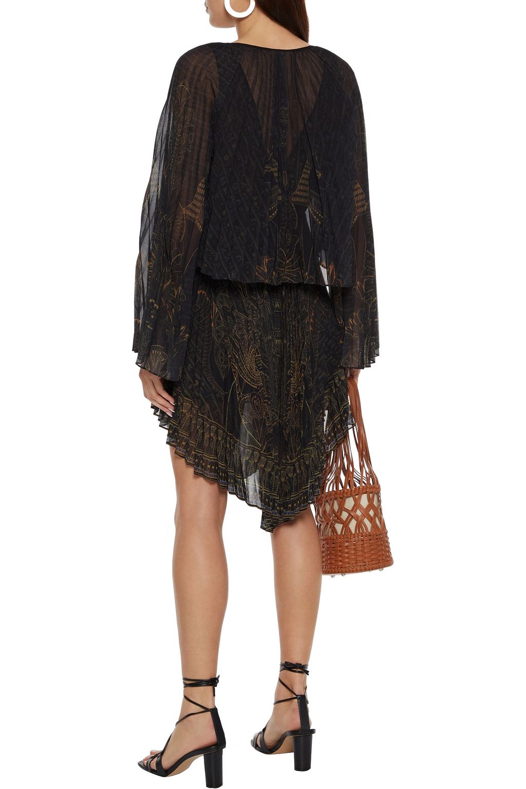 CAMILLA Layered pleated printed chiffon mini dress