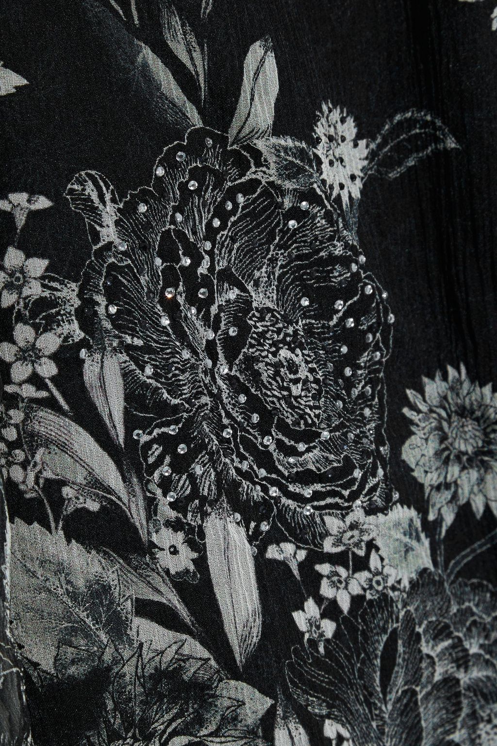 CAMILLA Off-the-shoulder crystal-embellished floral-print silk-georgette blouse