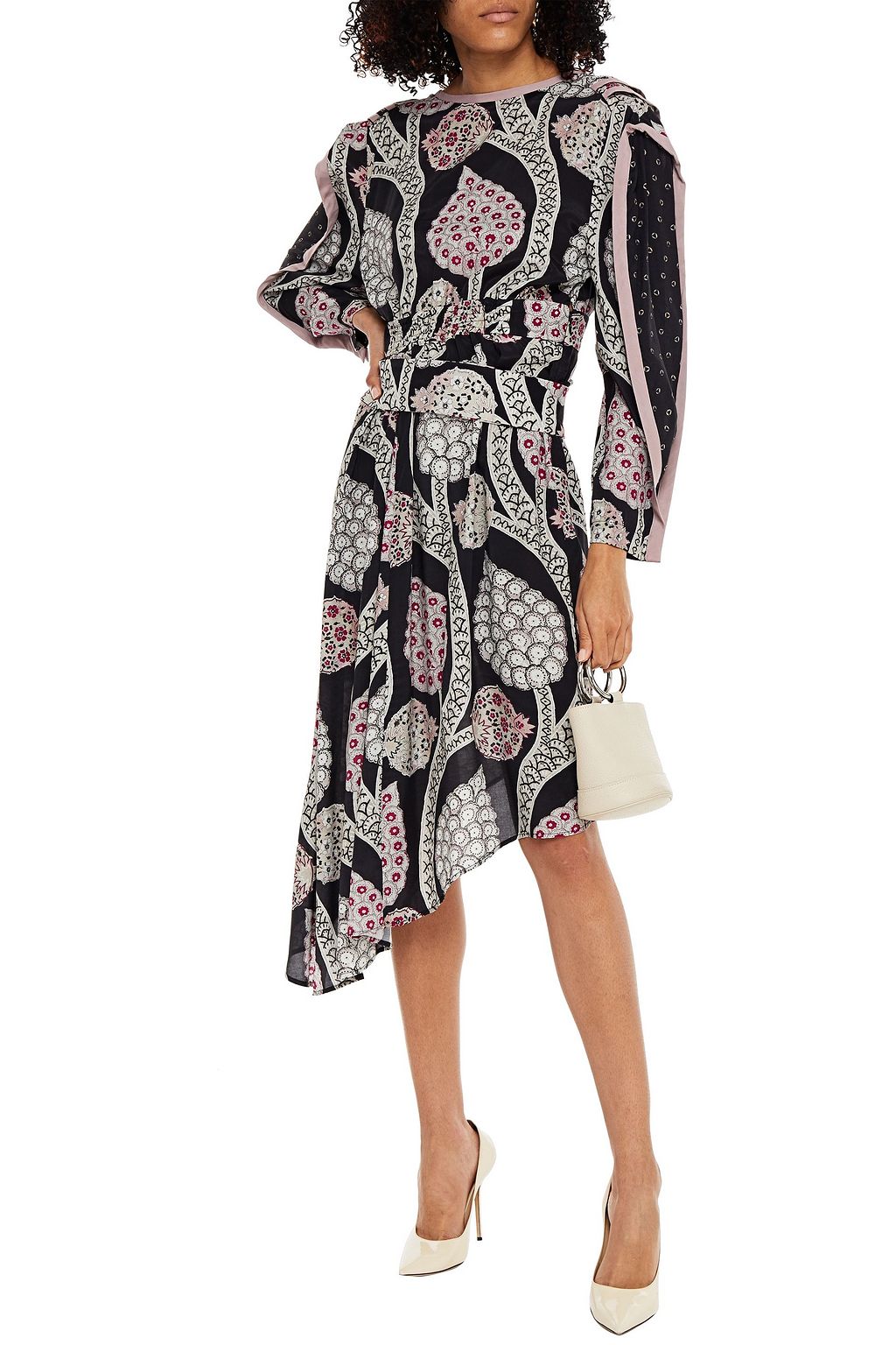 ISABEL MARANT Joella asymmetric ruffled printed woven dress