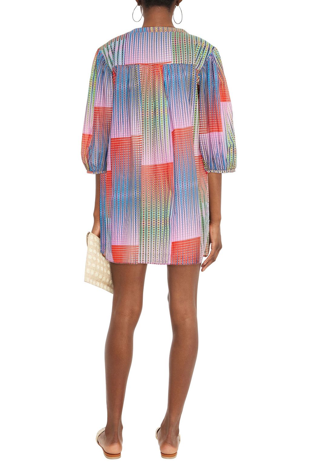 SALONI Printed cotton-voile mini dress