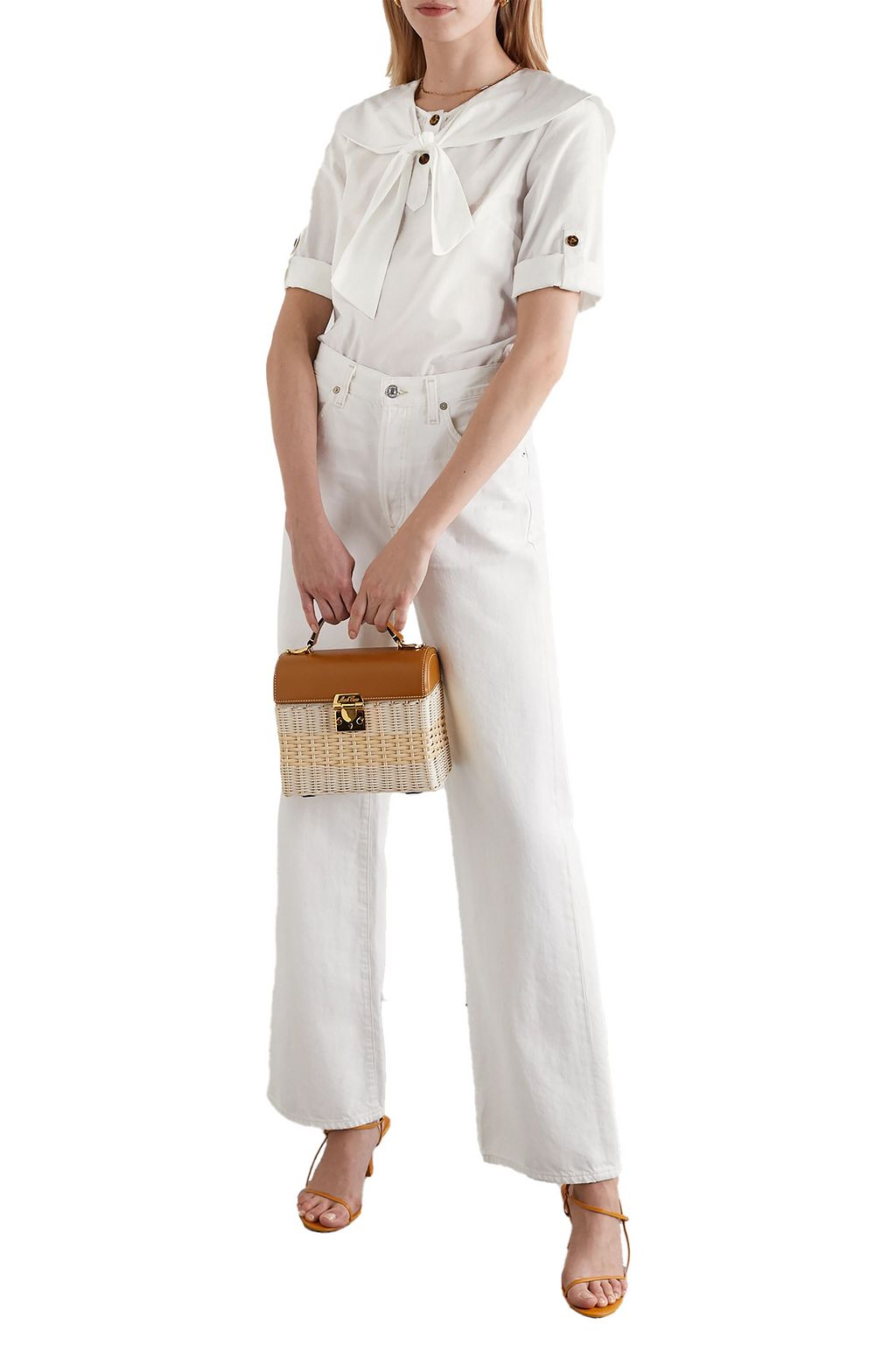 MARYSIA Sailor tie-neck cotton and Lyocell-blend top