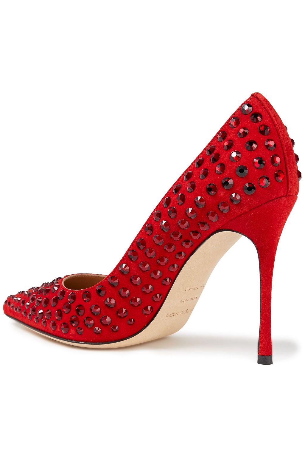 SERGIO ROSSI Crystal-embellished suede pumps