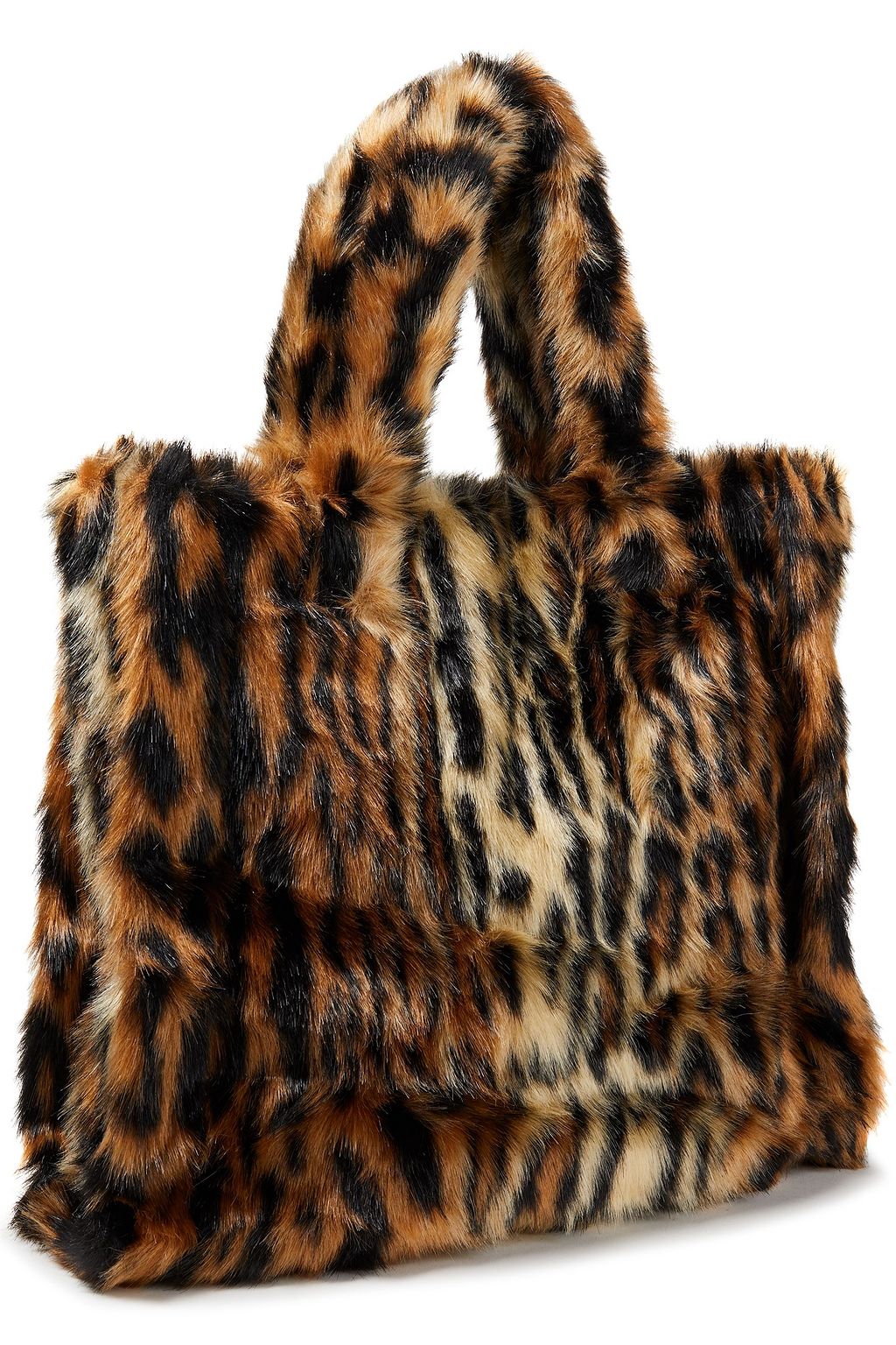 STAND STUDIO Lola tiger-print faux fur tote