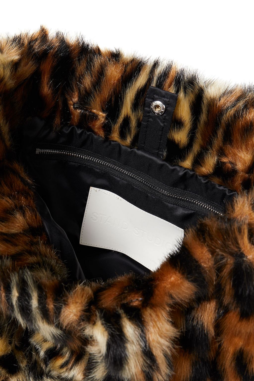 STAND STUDIO Lola tiger-print faux fur tote