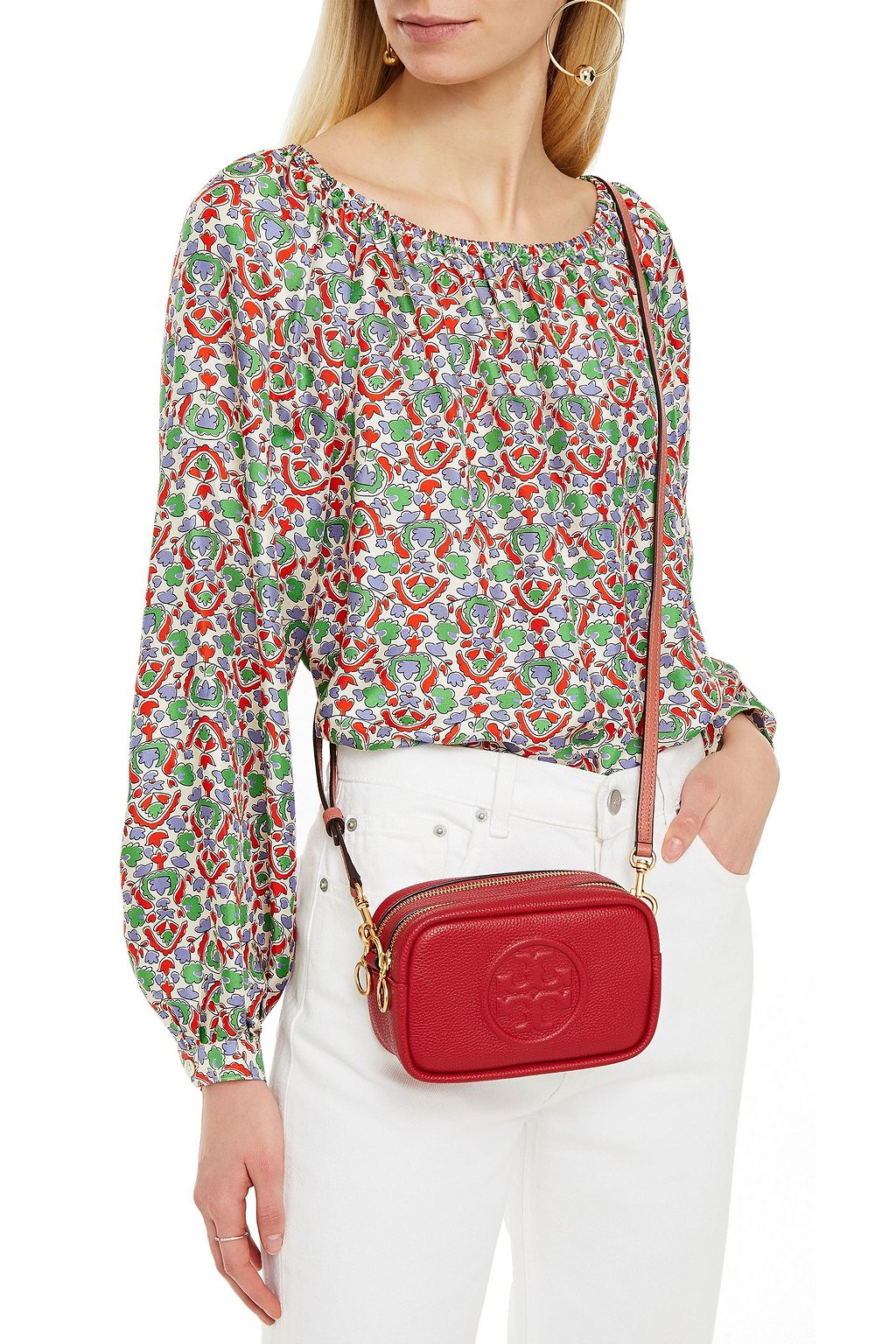 TORY BURCH Perry Bombe mini embossed leather shoulder bag