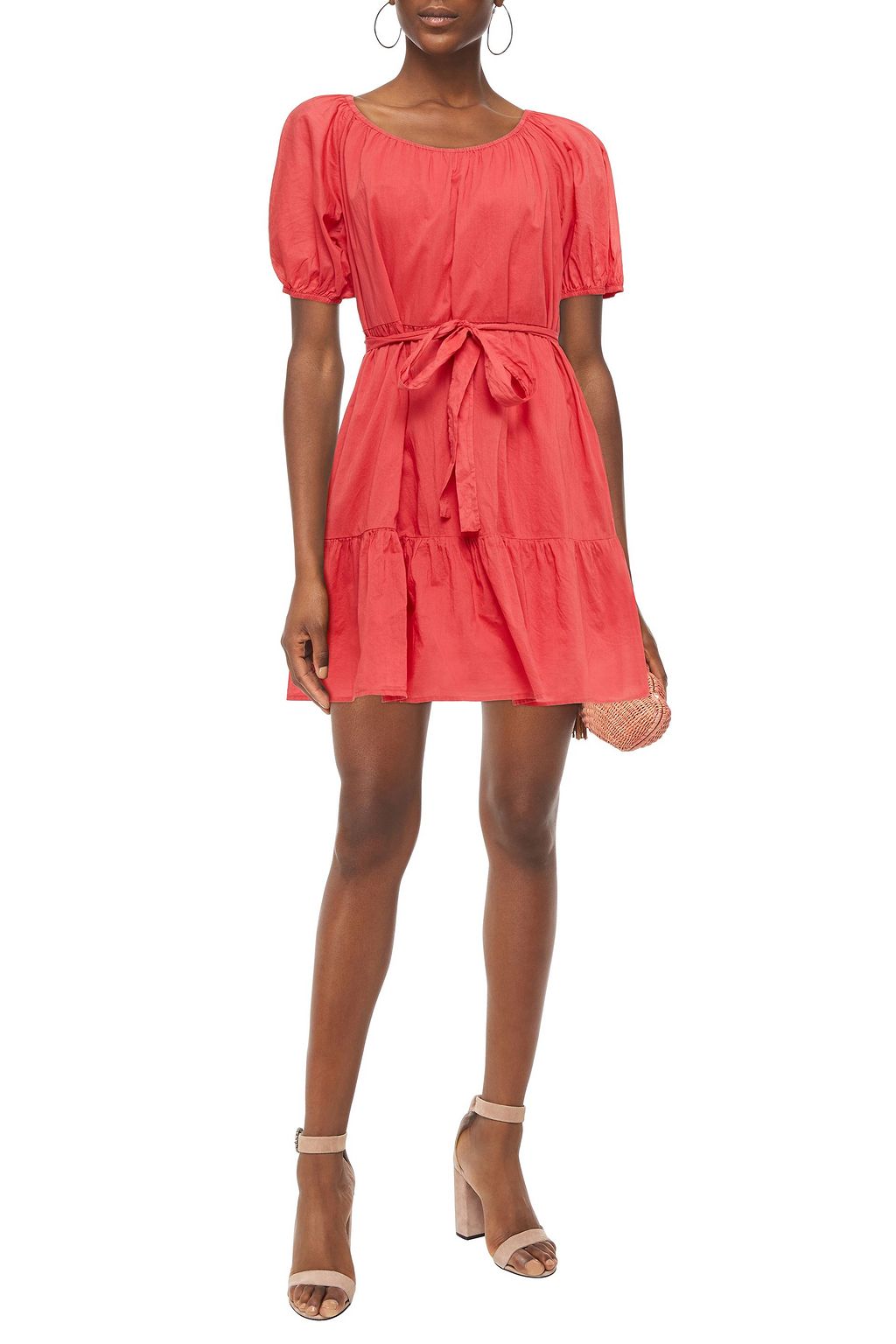 VELVET BY GRAHAM & SPENCER Tiered cotton-poplin mini dress