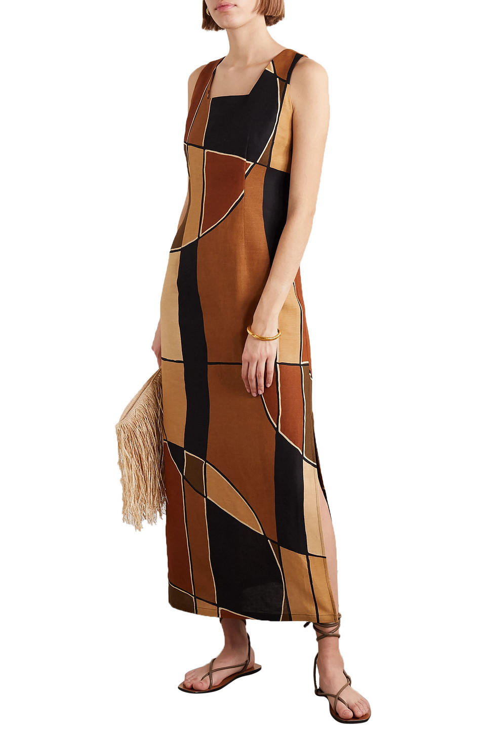 Lisa Marie Fernandez Charlotte Printed Cotton-gauze Maxi Dress In Brown