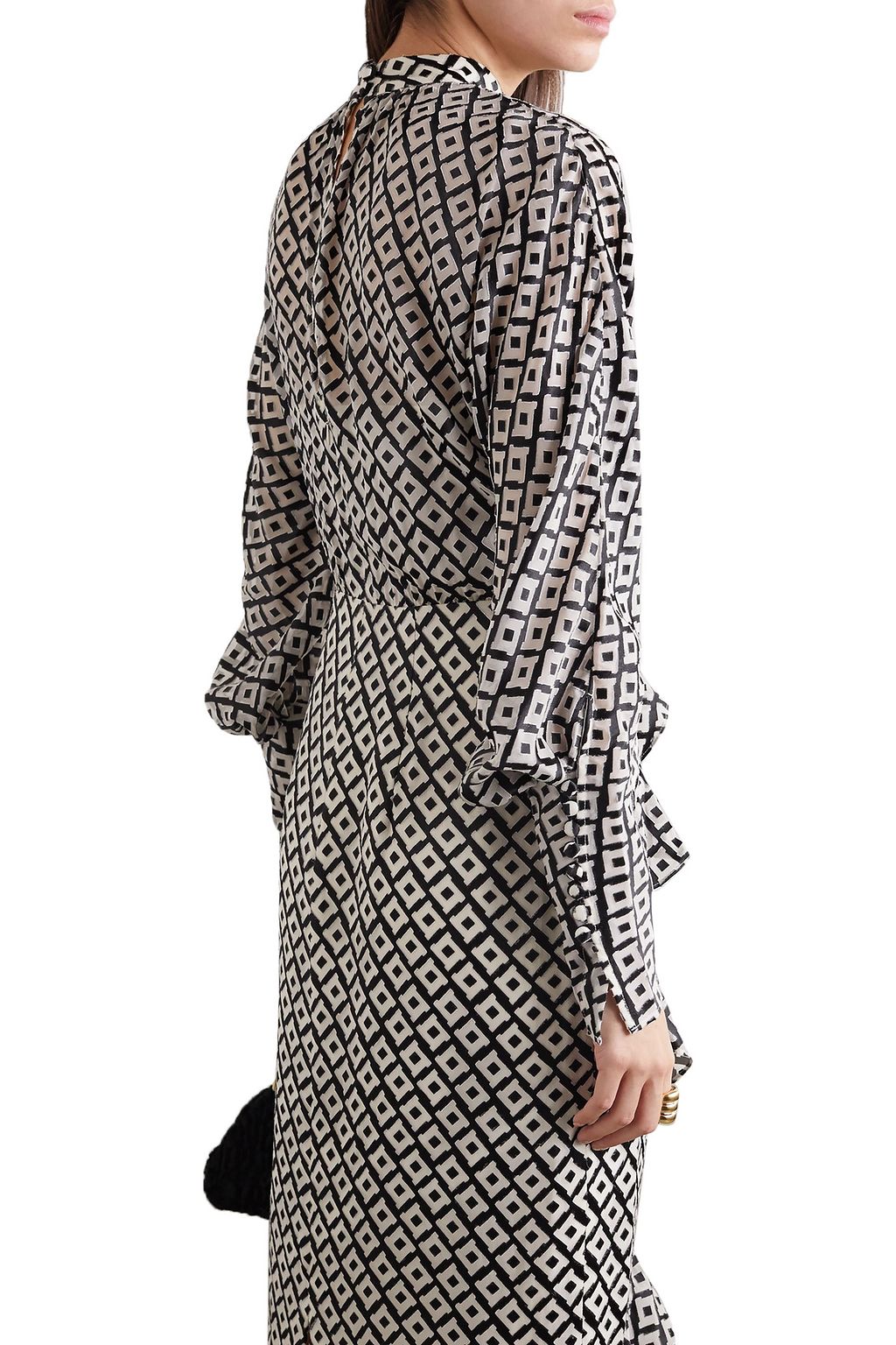 SALONI Alek ruffled devoré chiffon midi dress