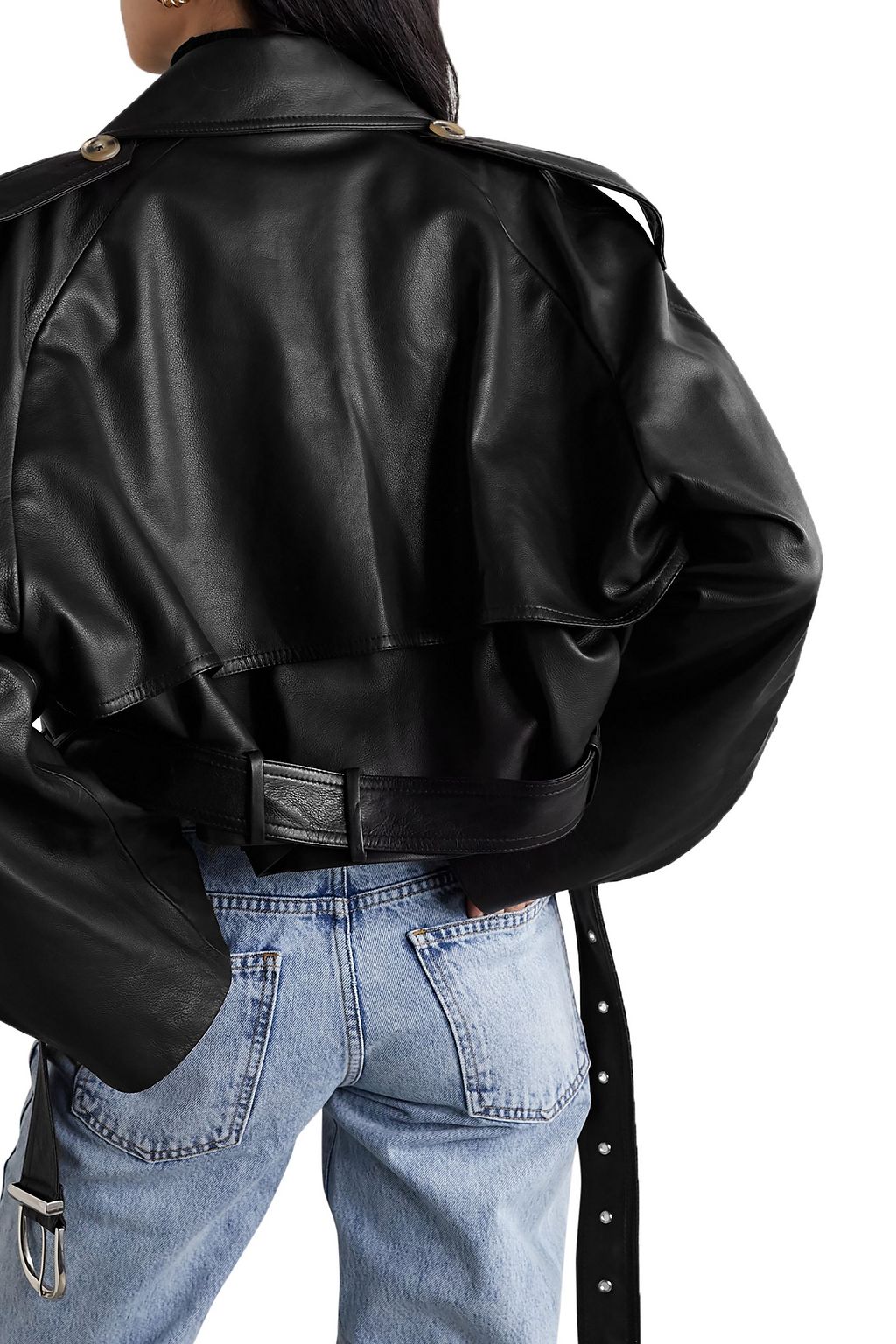 KHAITE Krista oversized belted leather jacket