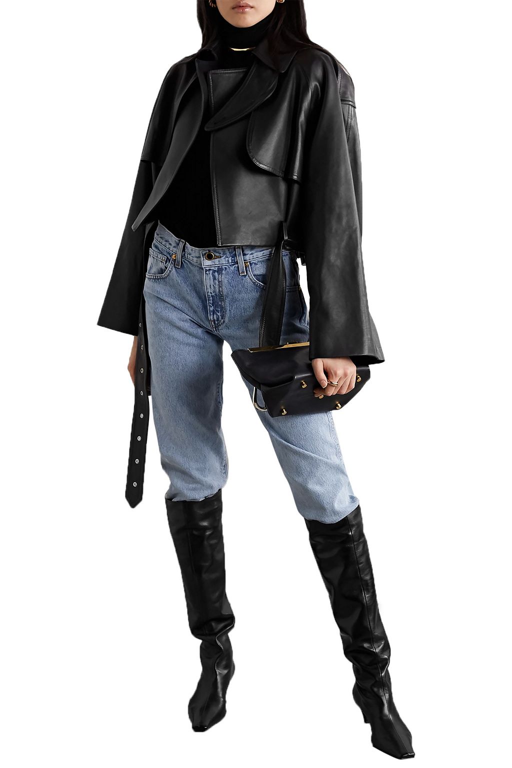 KHAITE Krista oversized belted leather jacket