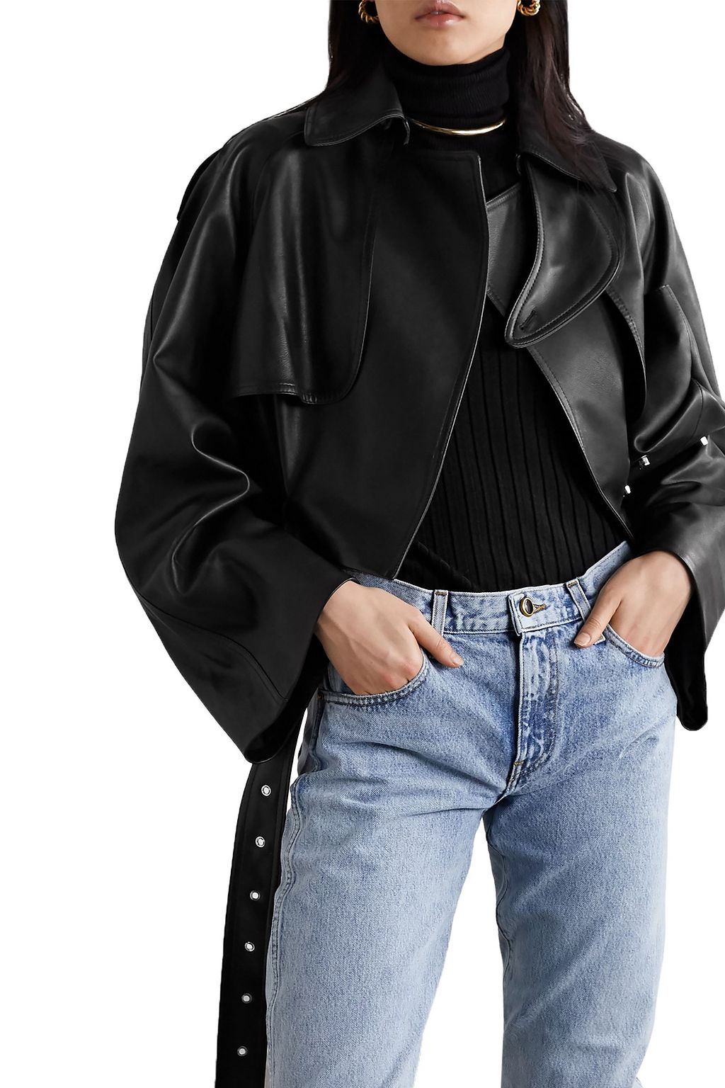 KHAITE Krista oversized belted leather jacket