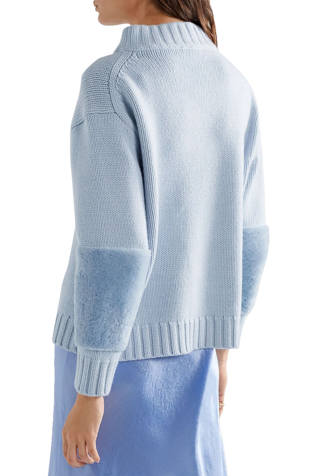 LAPOINTE Shearling-trimmed merino wool and cashmere-blend sweater