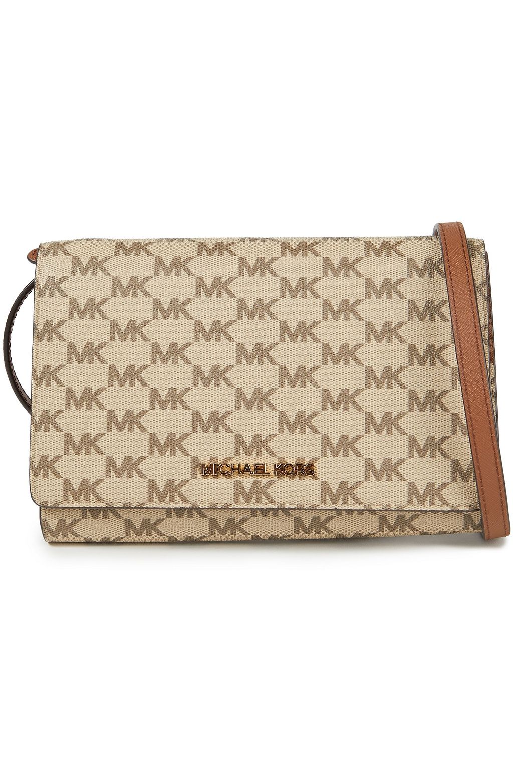 logo-print faux leather shoulder bag 