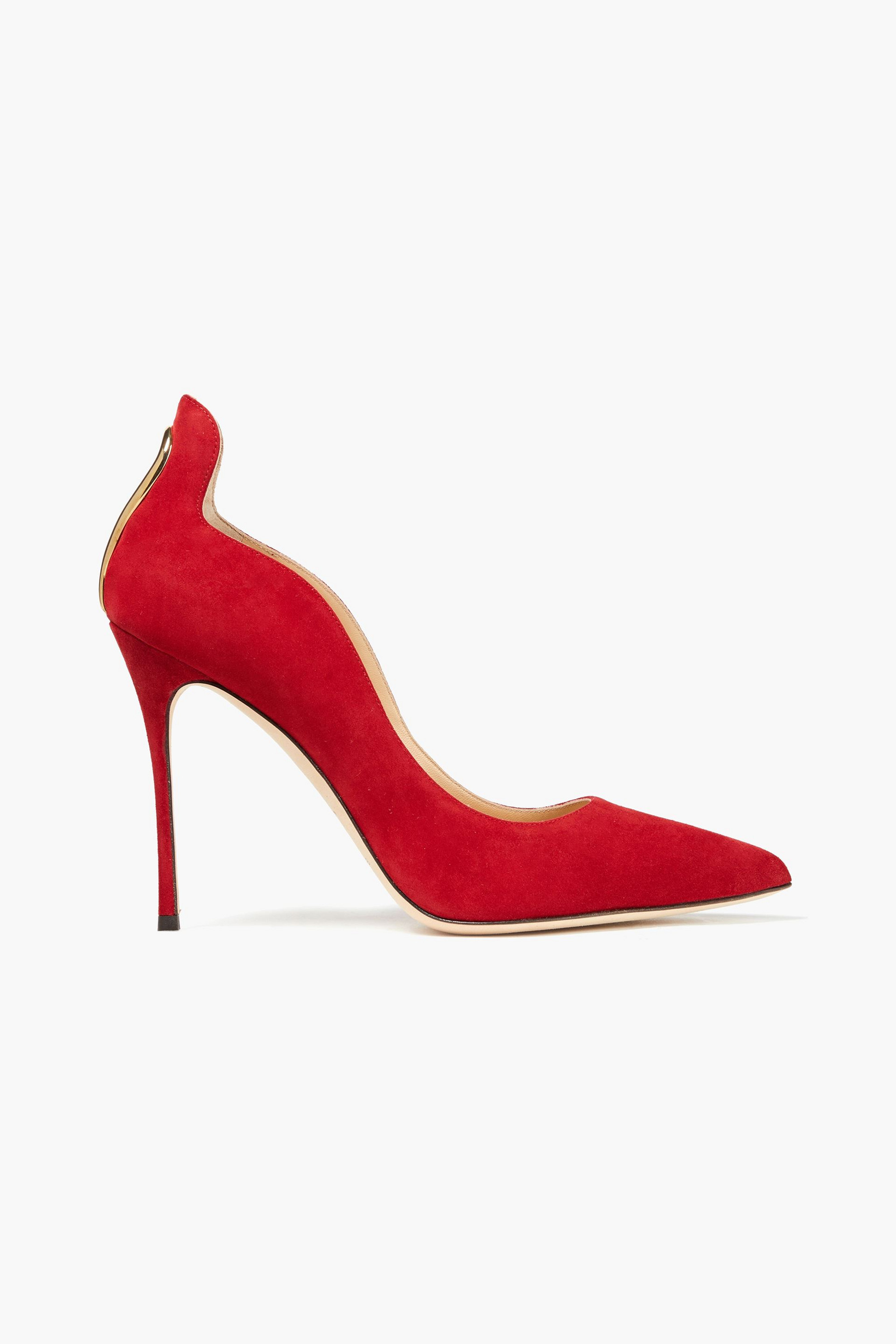 SERGIO ROSSI Embellished cutout suede pumps