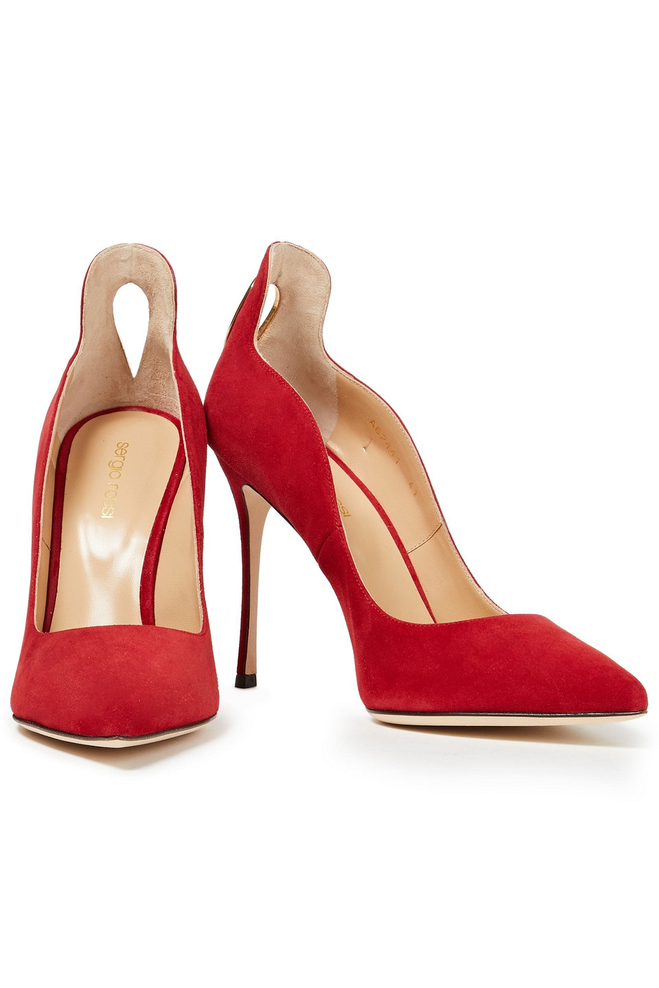 SERGIO ROSSI EMBELLISHED CUTOUT SUEDE PUMPS 3074457345628751656
