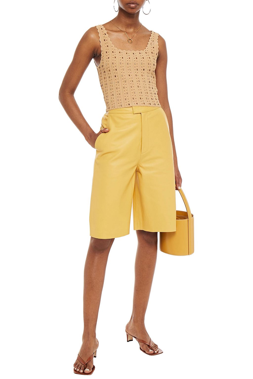 SANDRO Bead-embellished pointelle-knit top