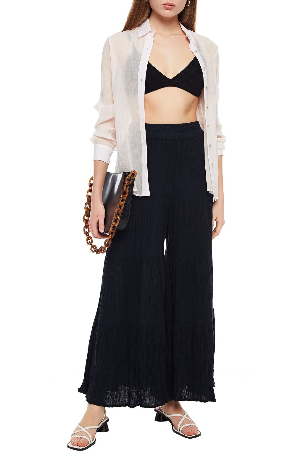 MARA HOFFMAN Kiko ribbed stretch-modal bra top