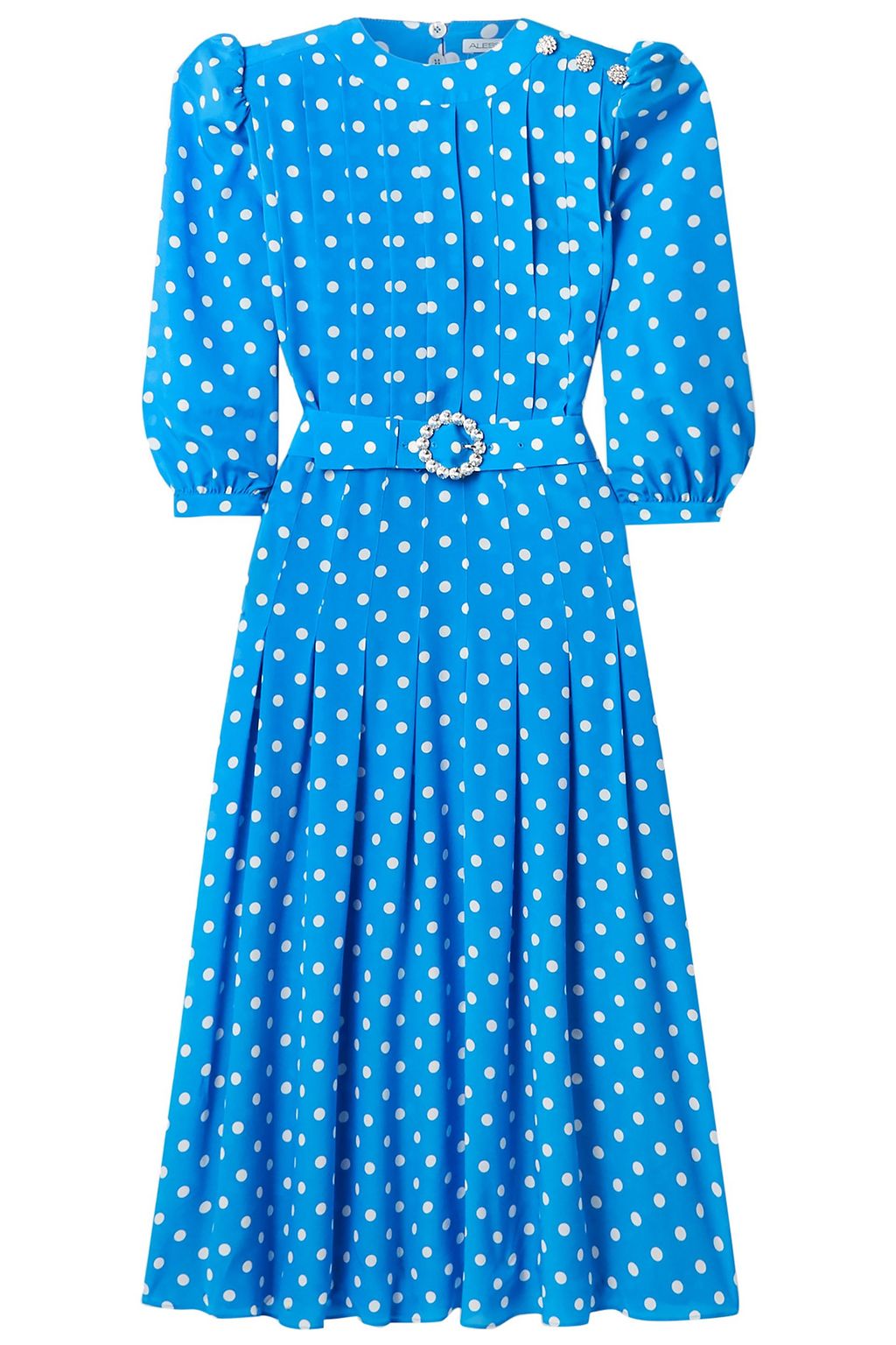 Azure Pleated embellished polka-dot ...