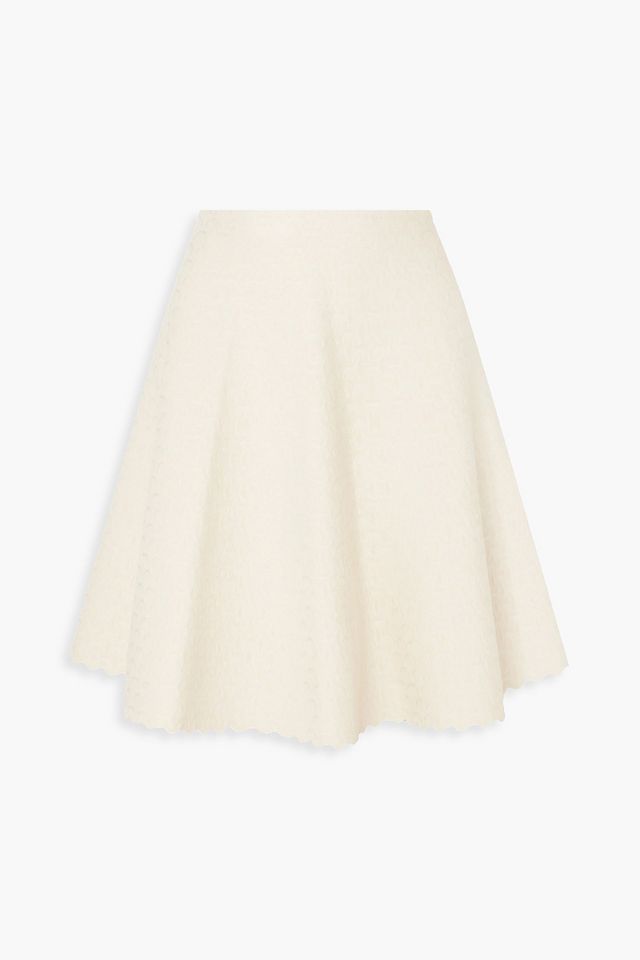 Scalloped jacquard-knit skirt