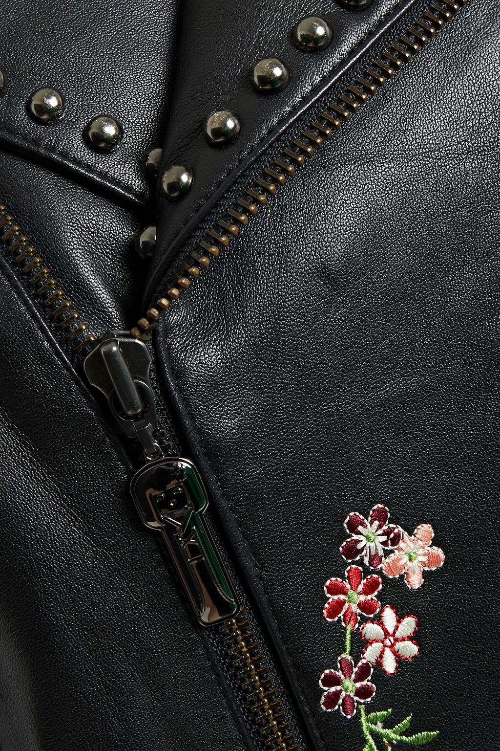 studded embroidered leather jacket