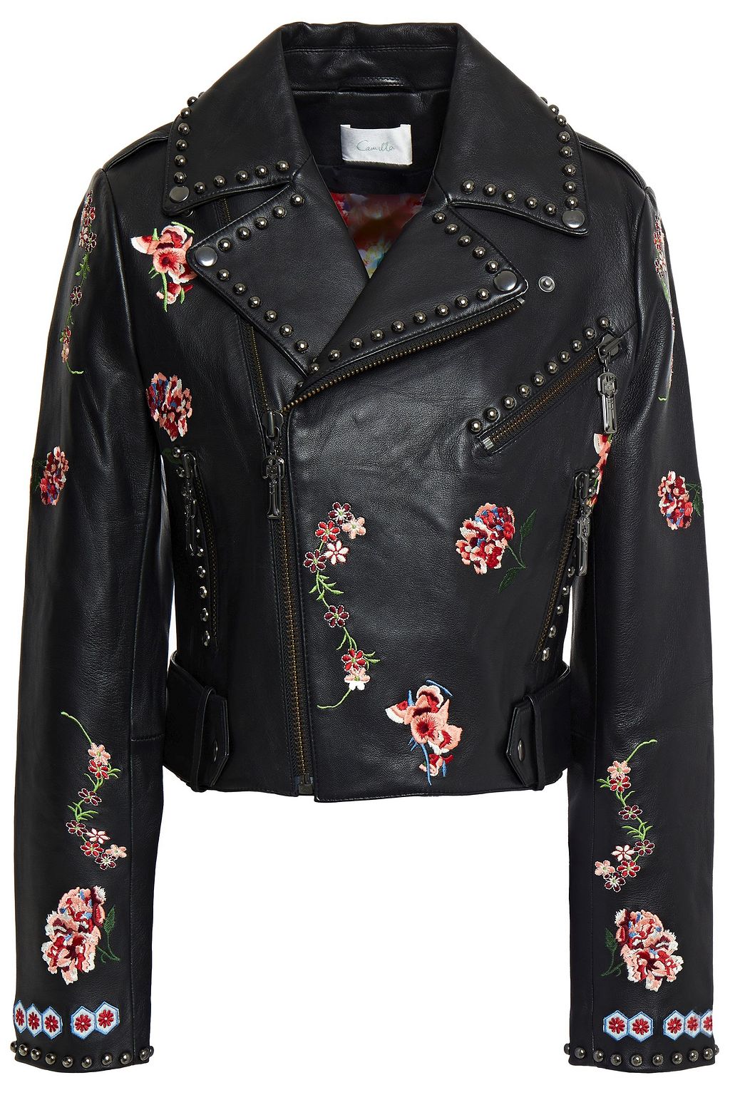 Leather jacket embroidered Clearance