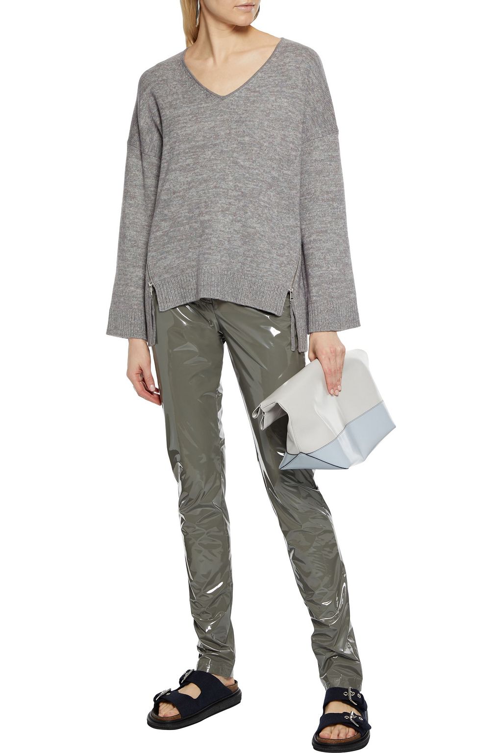 NAADAM Zip-detailed mélange wool and cashmere-blend sweater