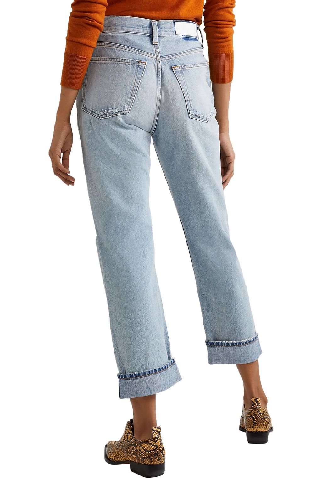 RE/DONE 90s Loose Straight cropped distressed mid-rise jeans