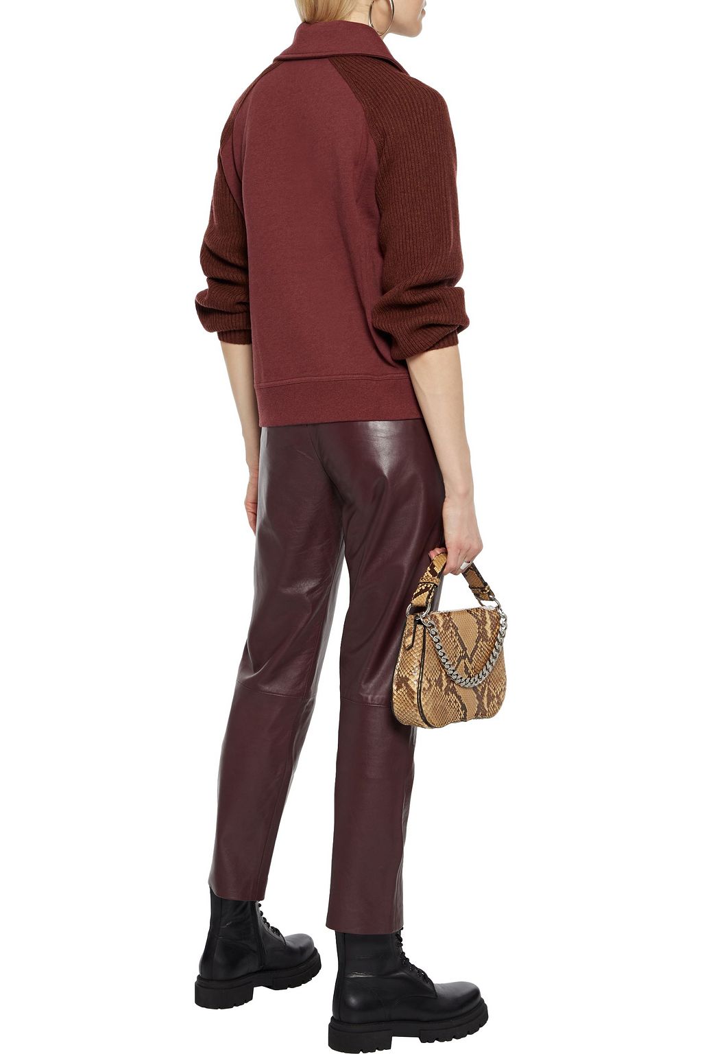 NAADAM Ribbed knit-paneled cotton and cashmere-blend fleece sweatshirt