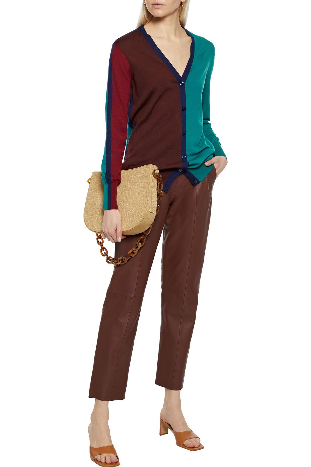 FERRAGAMO カラーブロック ウール カーディガン
