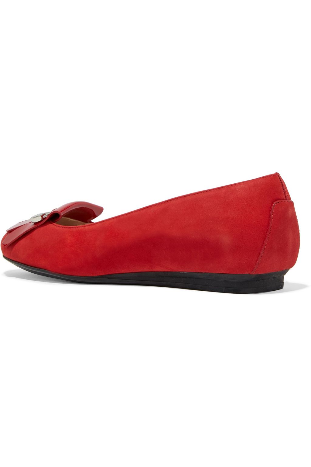 TOD'S Gomma embellished fringed nubuck ballet flats