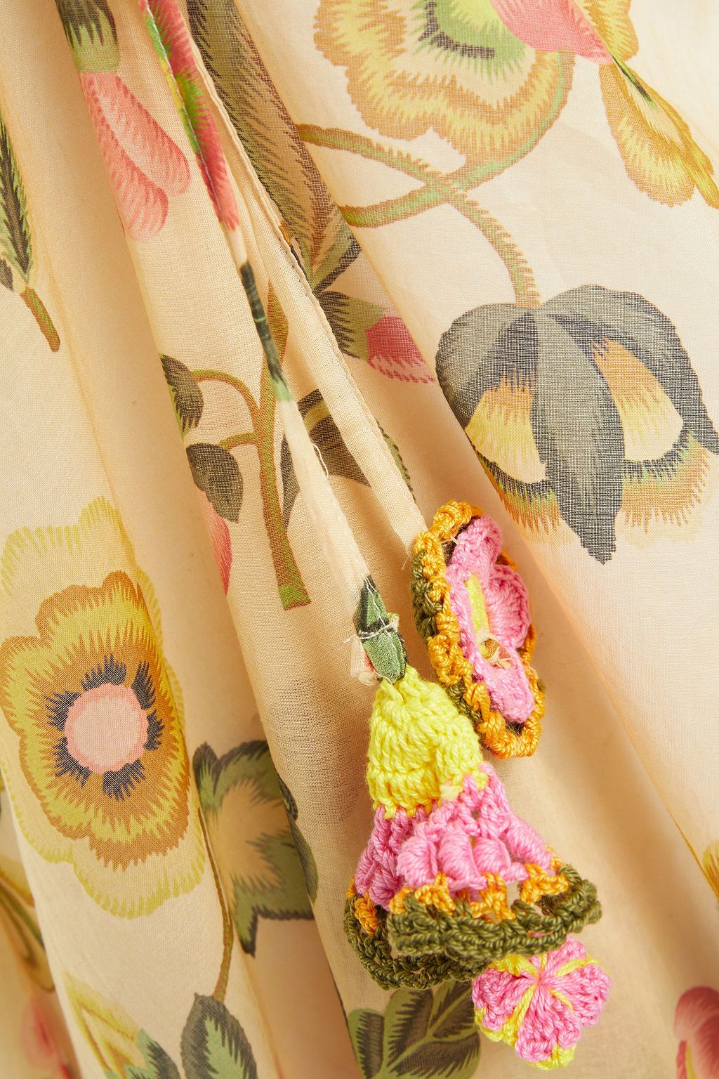ANJUNA Gathered floral-print cotton-voile beach dress