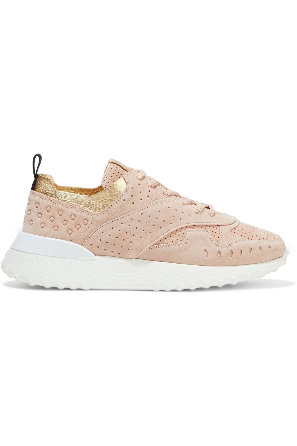 Blush Leather-trimmed perforated suede sneakers | Sale up to 70% off | THE  OUTNET | TOD'S | THE OUTNET