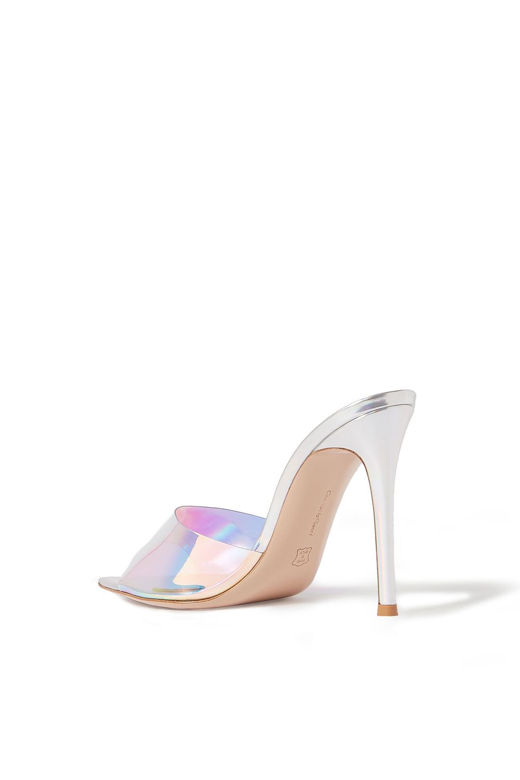 GIANVITO ROSSI 105 iridescent PVC and leather mules
