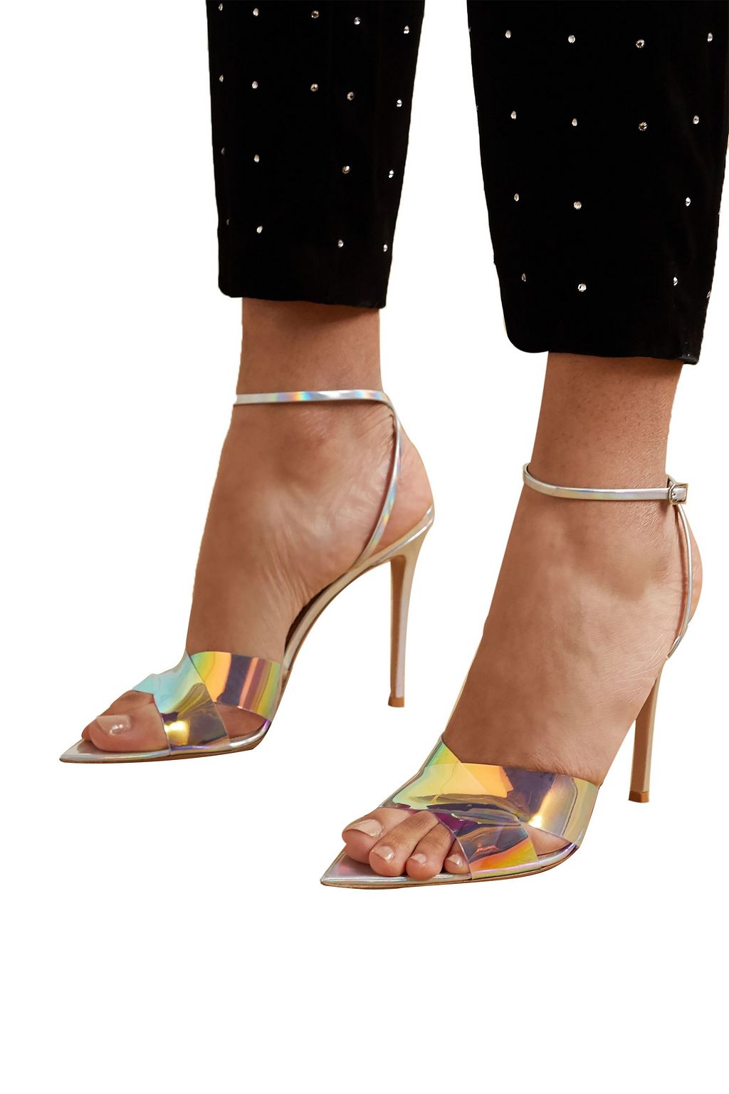 GIANVITO ROSSI Stark 105 iridescent leather and PVC sandals