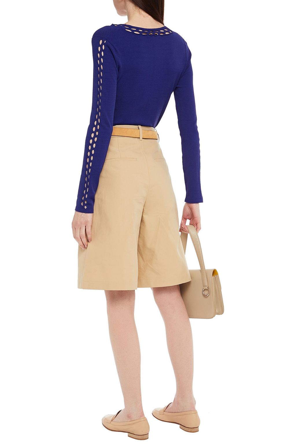 AUTUMN CASHMERE Pointelle-trimmed knitted sweater