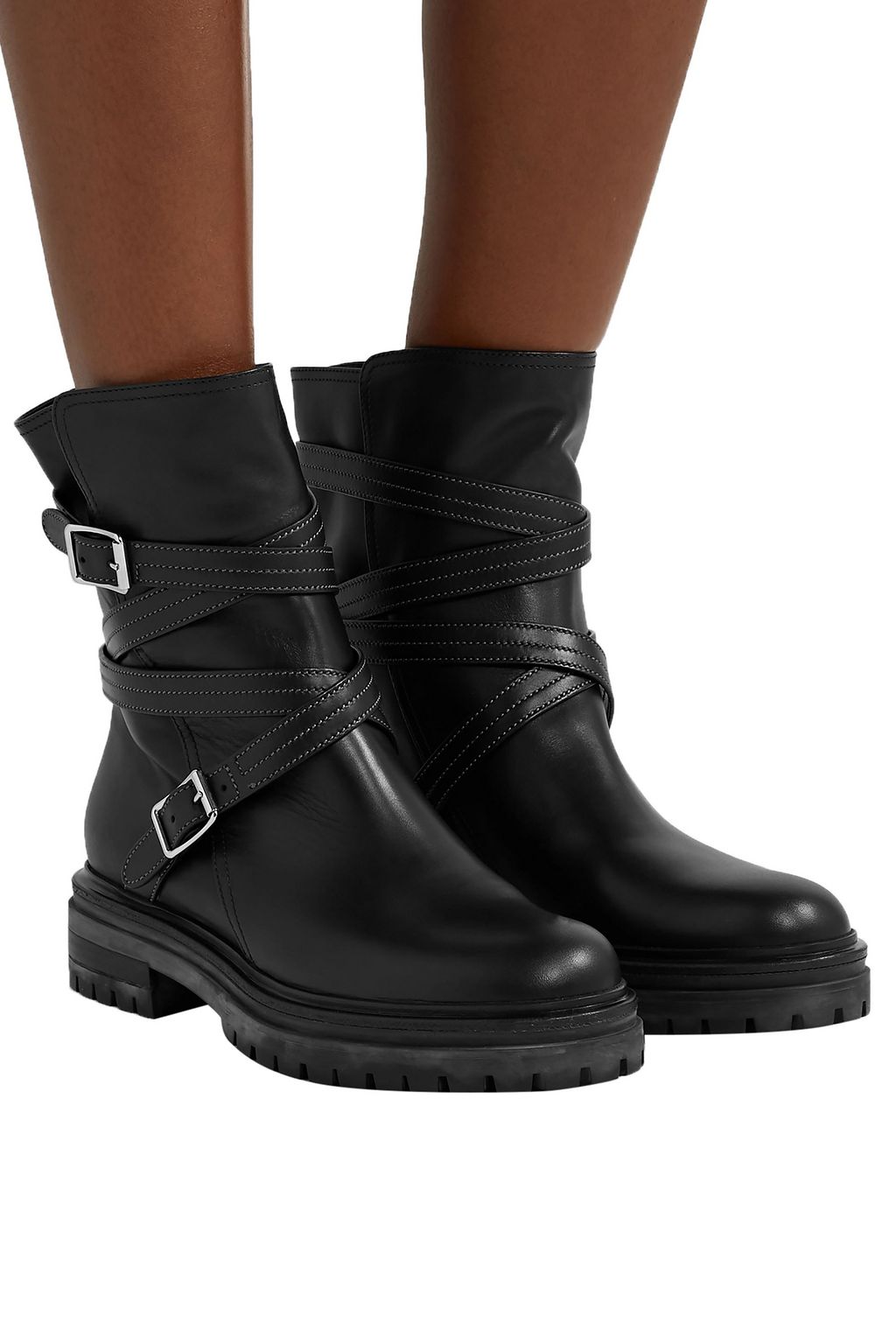 GIANVITO ROSSI Buckled leather ankle boots