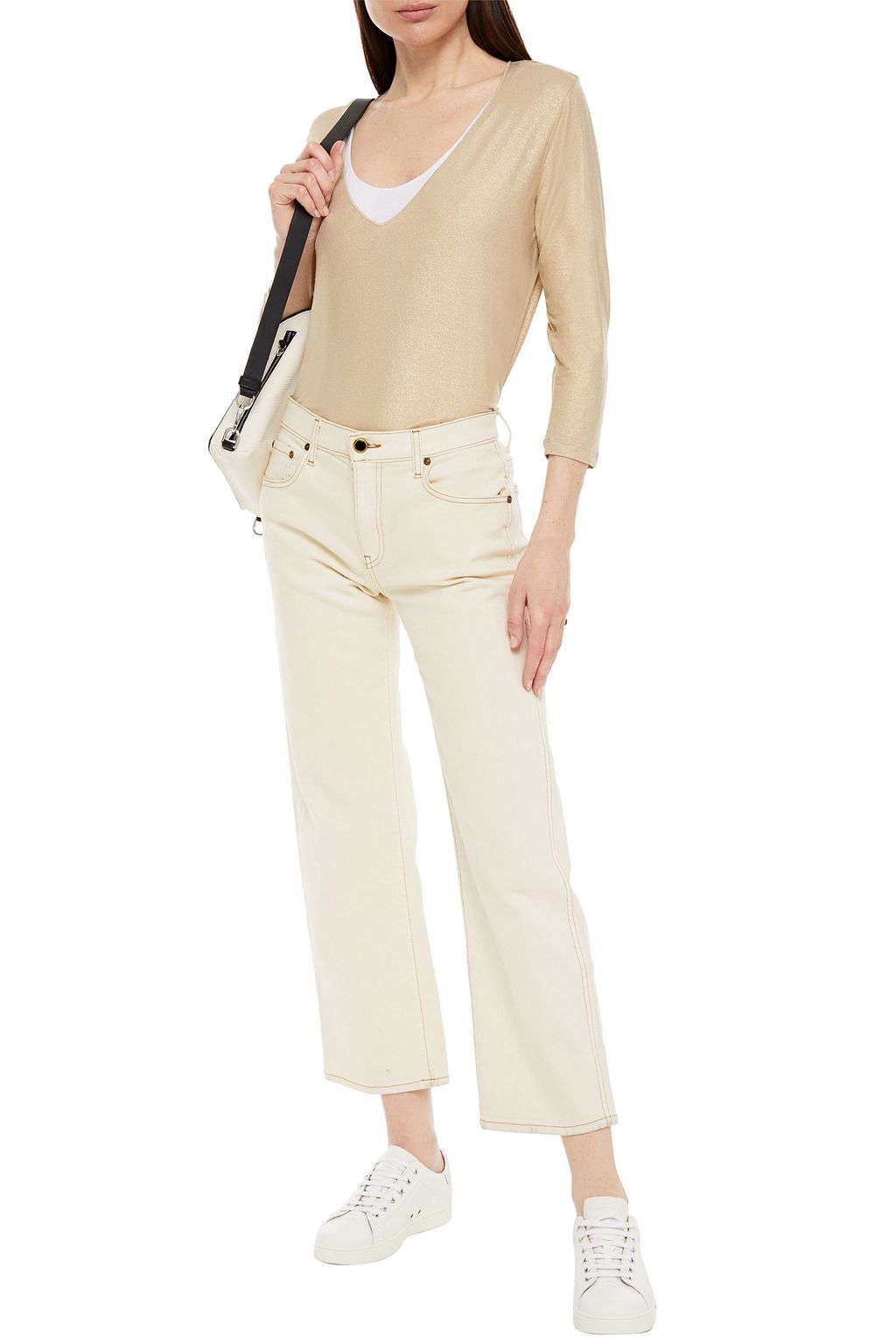 MAJESTIC FILATURES Layered metallic stretch-jersey top