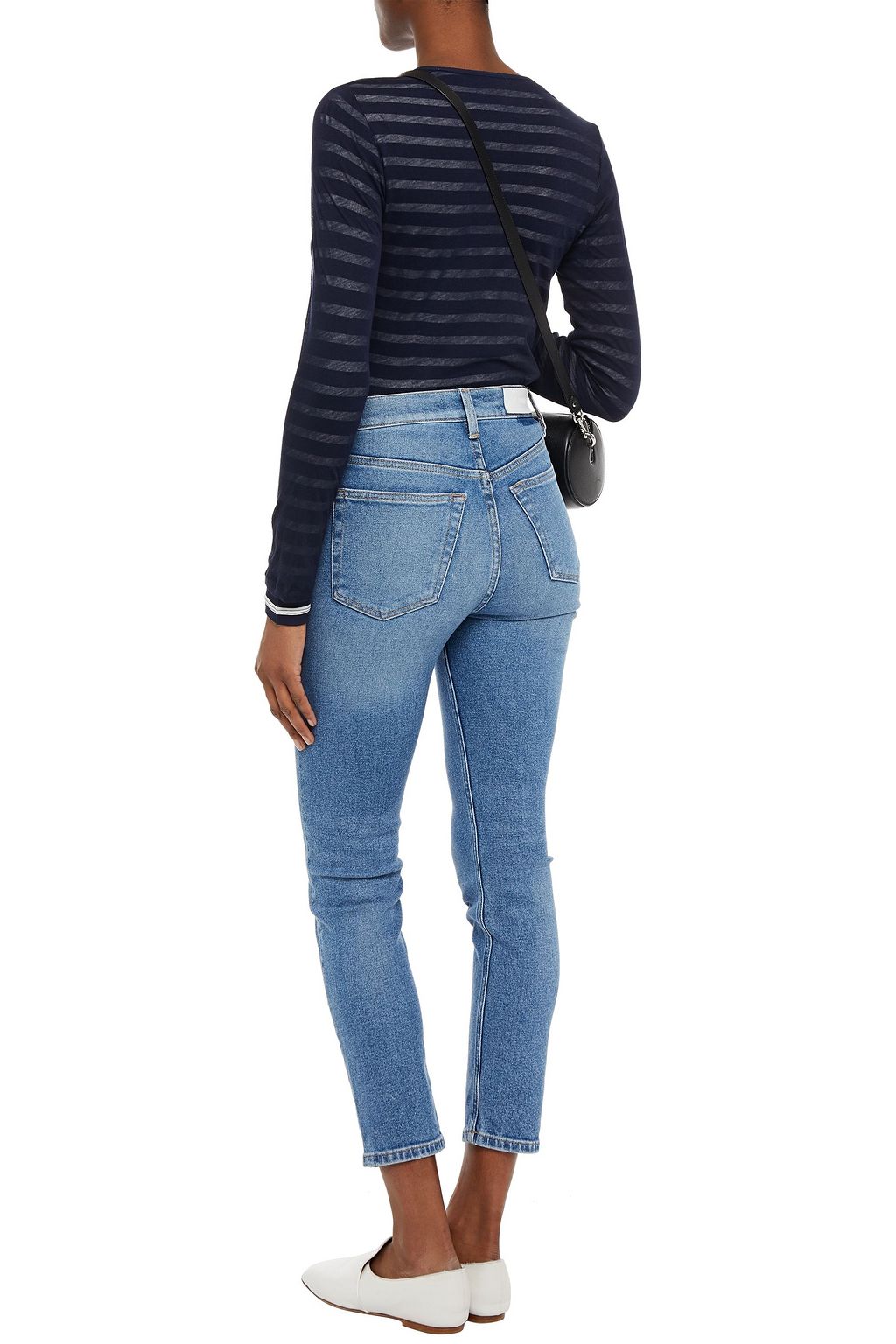 MAJESTIC FILATURES Layered button-detailed striped cotton-jersey top