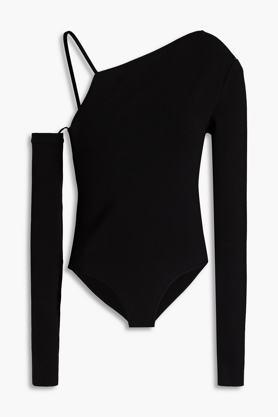zeynep arcay - asymmetric stretch-knit bodysuit - black - us 0