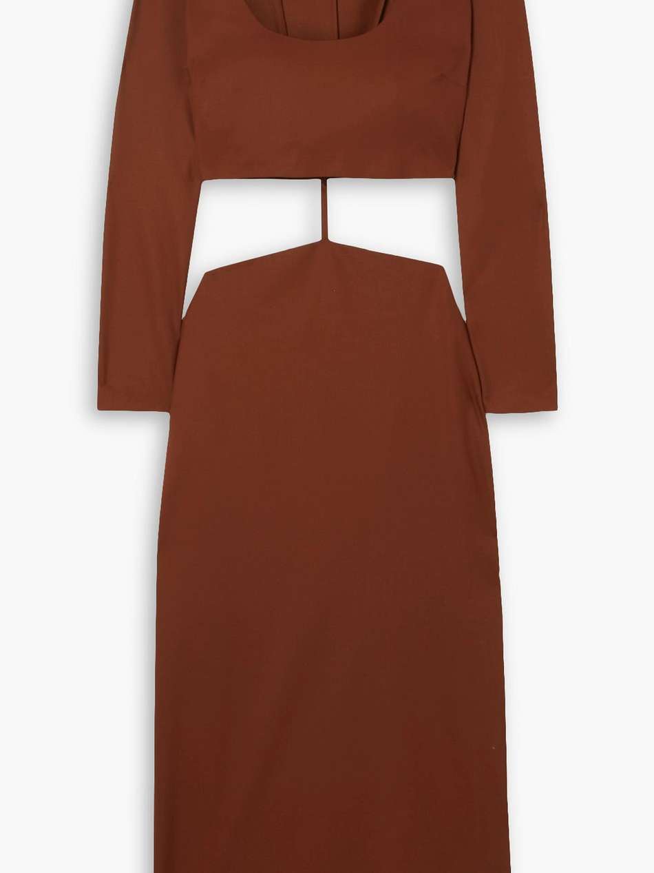 cutout stretch-wool midi dress
