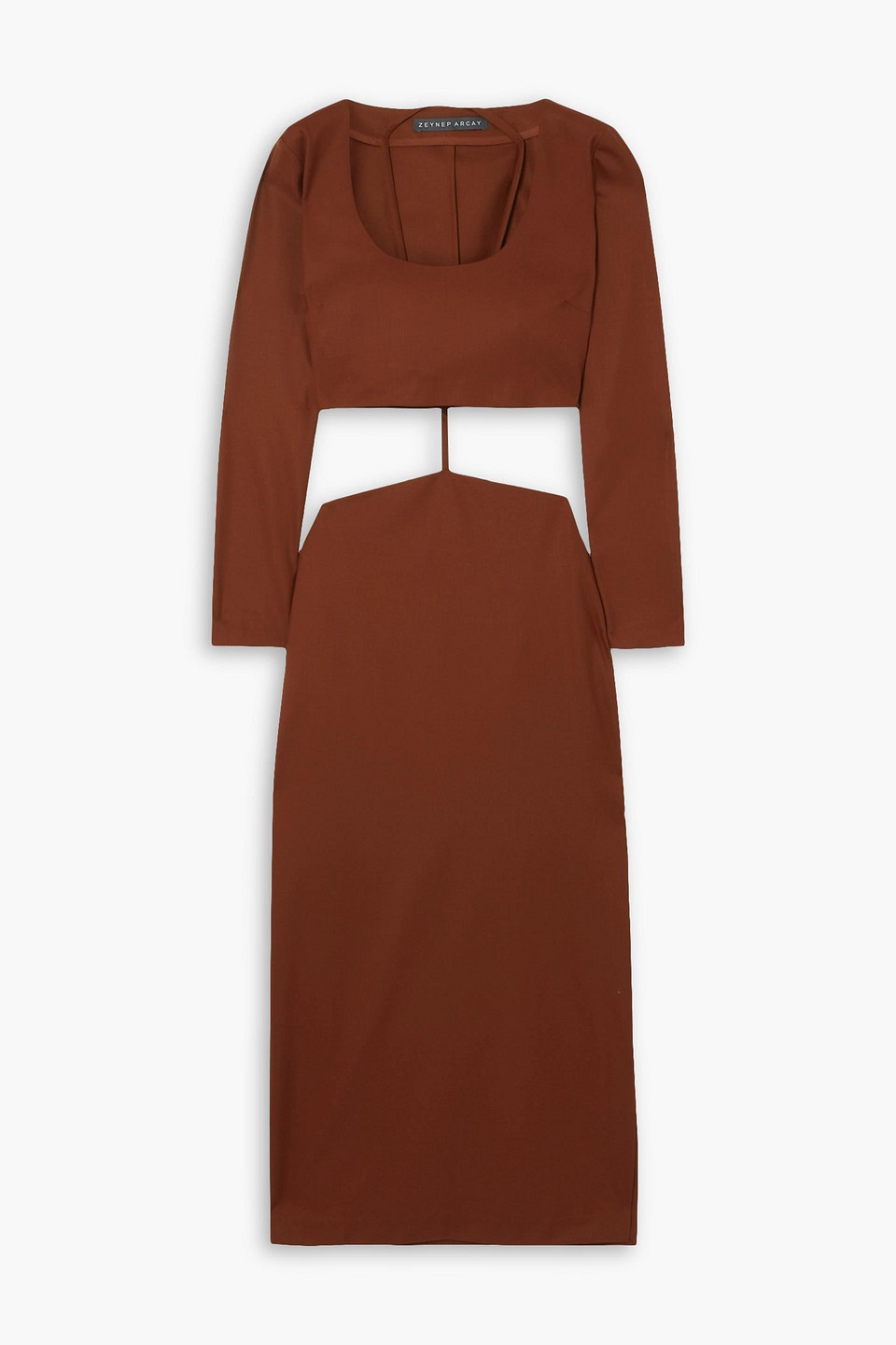 Zeynep Arcay Cutout Stretch-wool Midi Dress In Burgundy