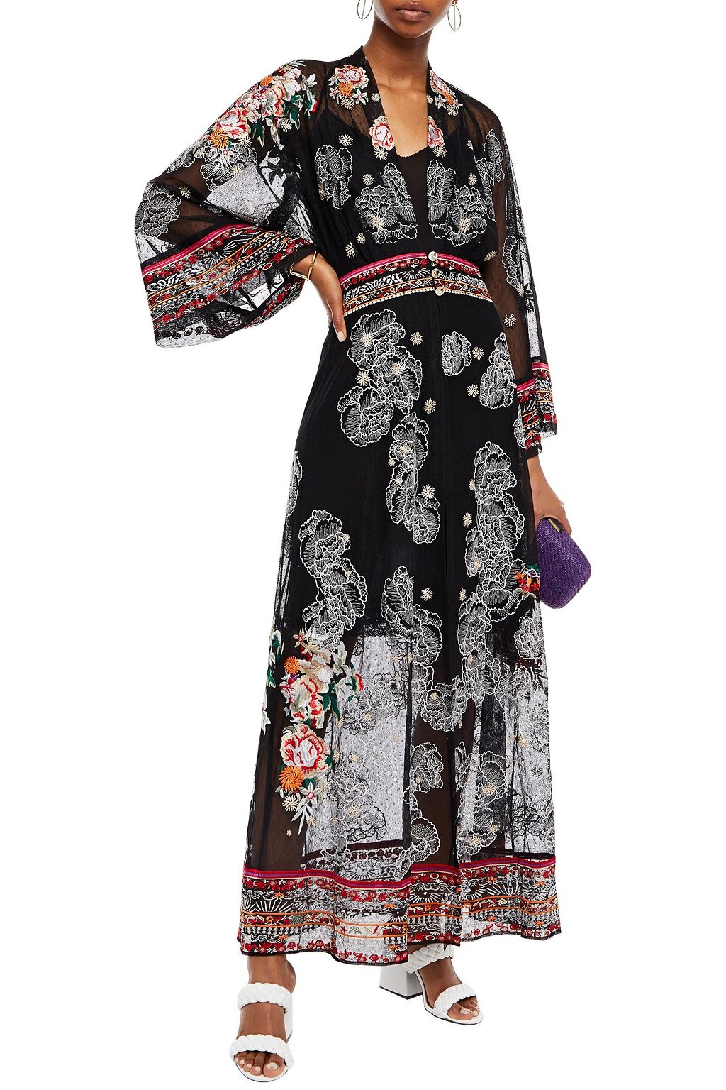 CAMILLA Embroidered point d'esprit kaftan