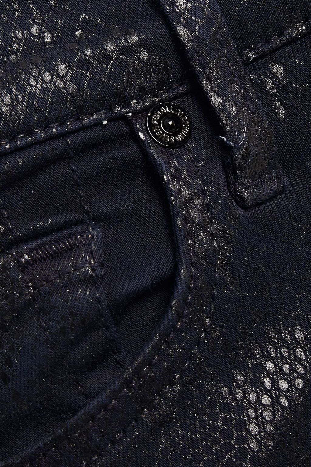 7 FOR ALL MANKIND Coated snake-print mid-rise skinny jeans
