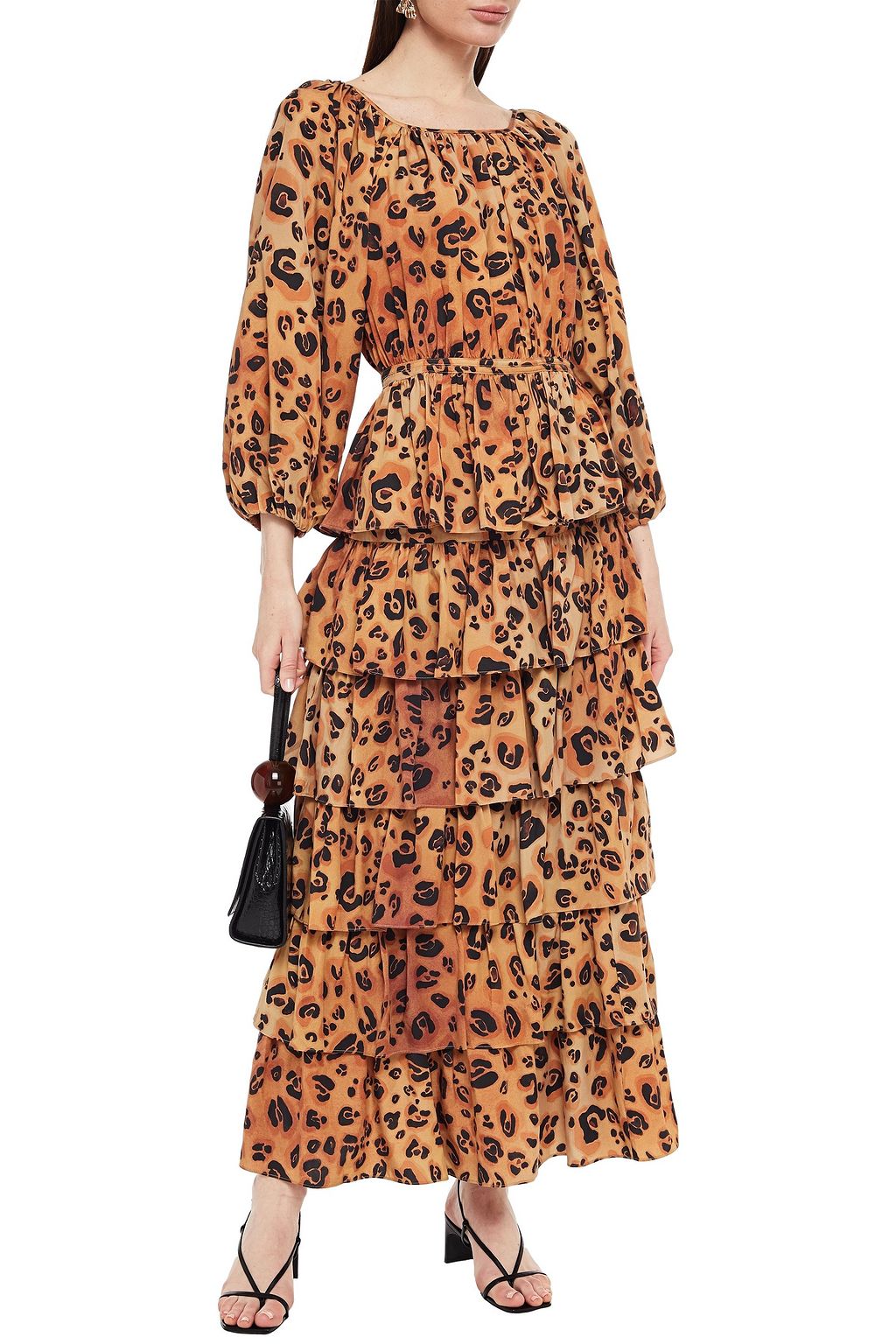 MARA HOFFMAN Maud leopard-print Tencel-broadcloth peplum blouse