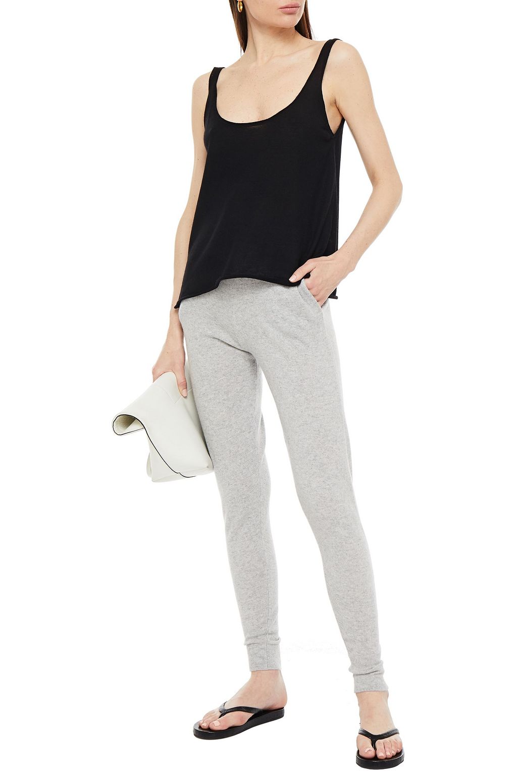LE KASHA Mélange cashmere track pants